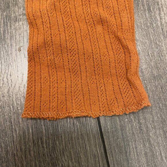 Lykke Wullf Brown Cotton Pointelle Long Sleeve Top Size M - Picture 3 of 8